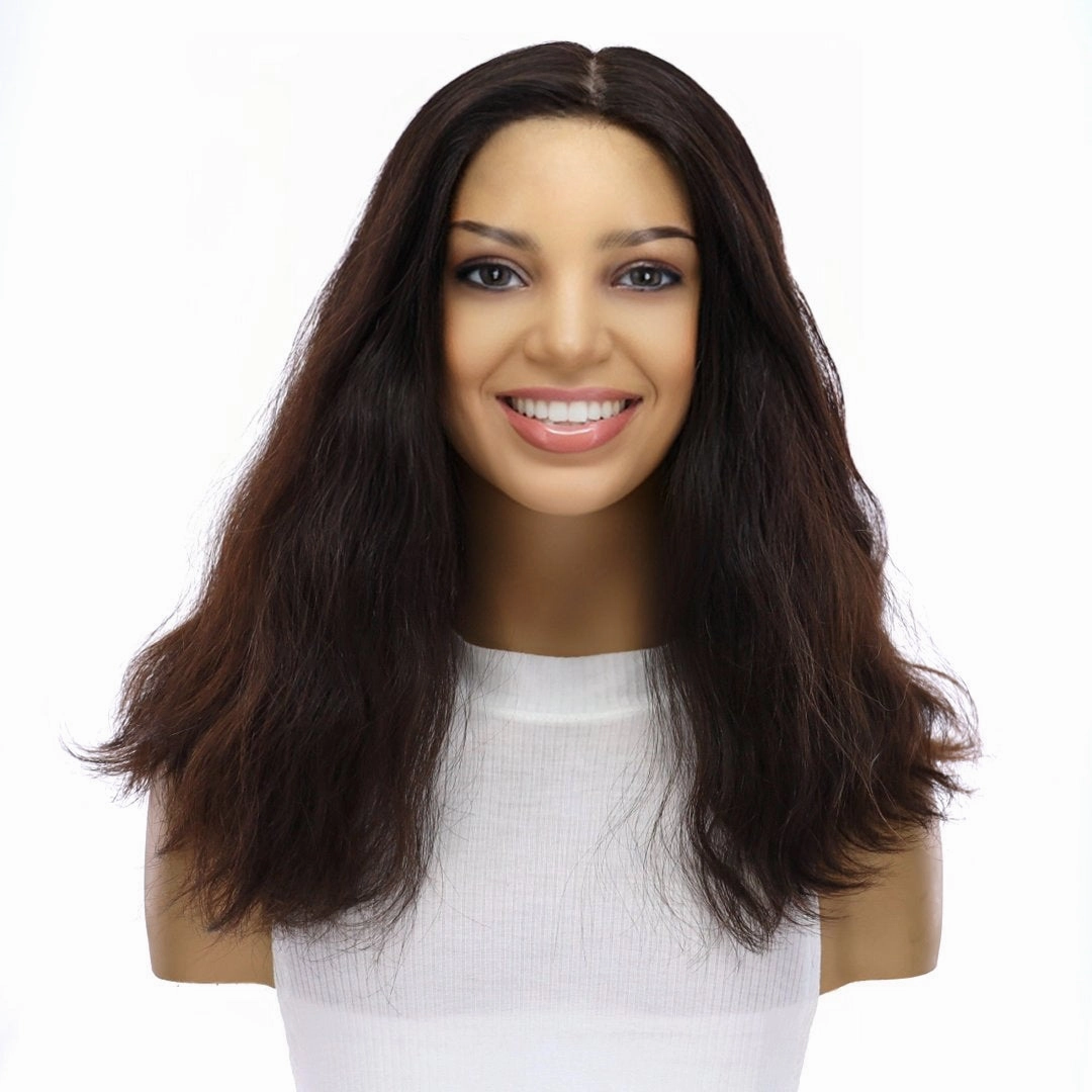 18" Princess Silk Top Wig Soft Black Wavy
