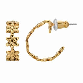 1928 Jewelry Gold Petite Summer Flower Hoop Earrings