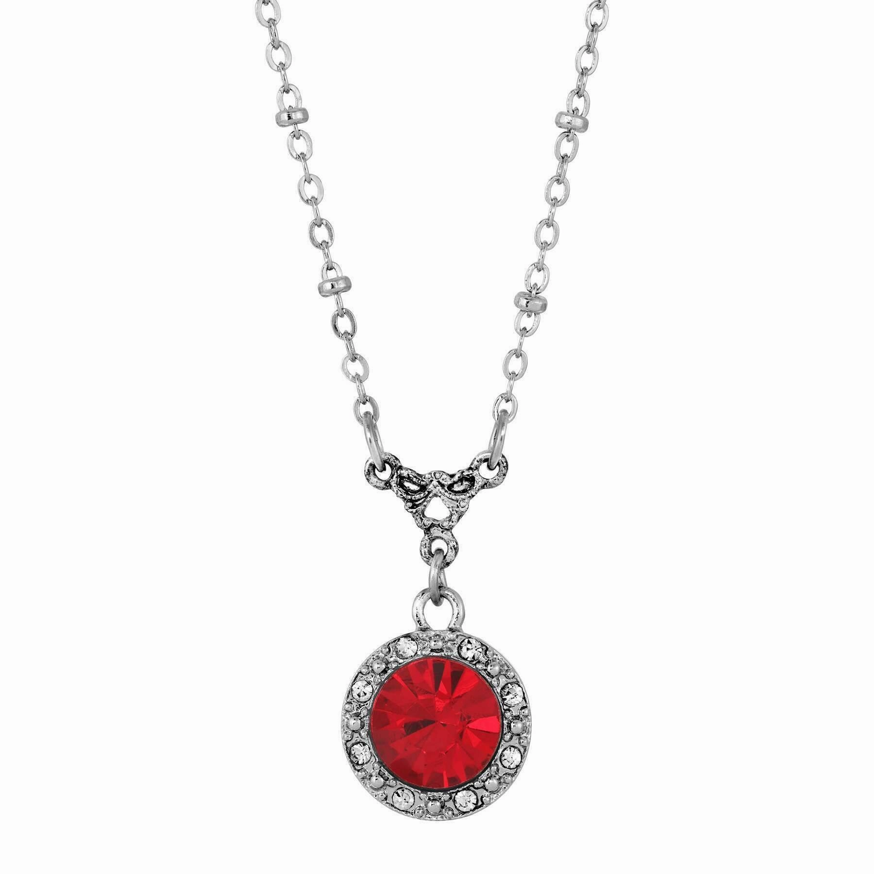1928 Jewelry Petite Red Crystal Drop Necklace 16"   3" Extender
