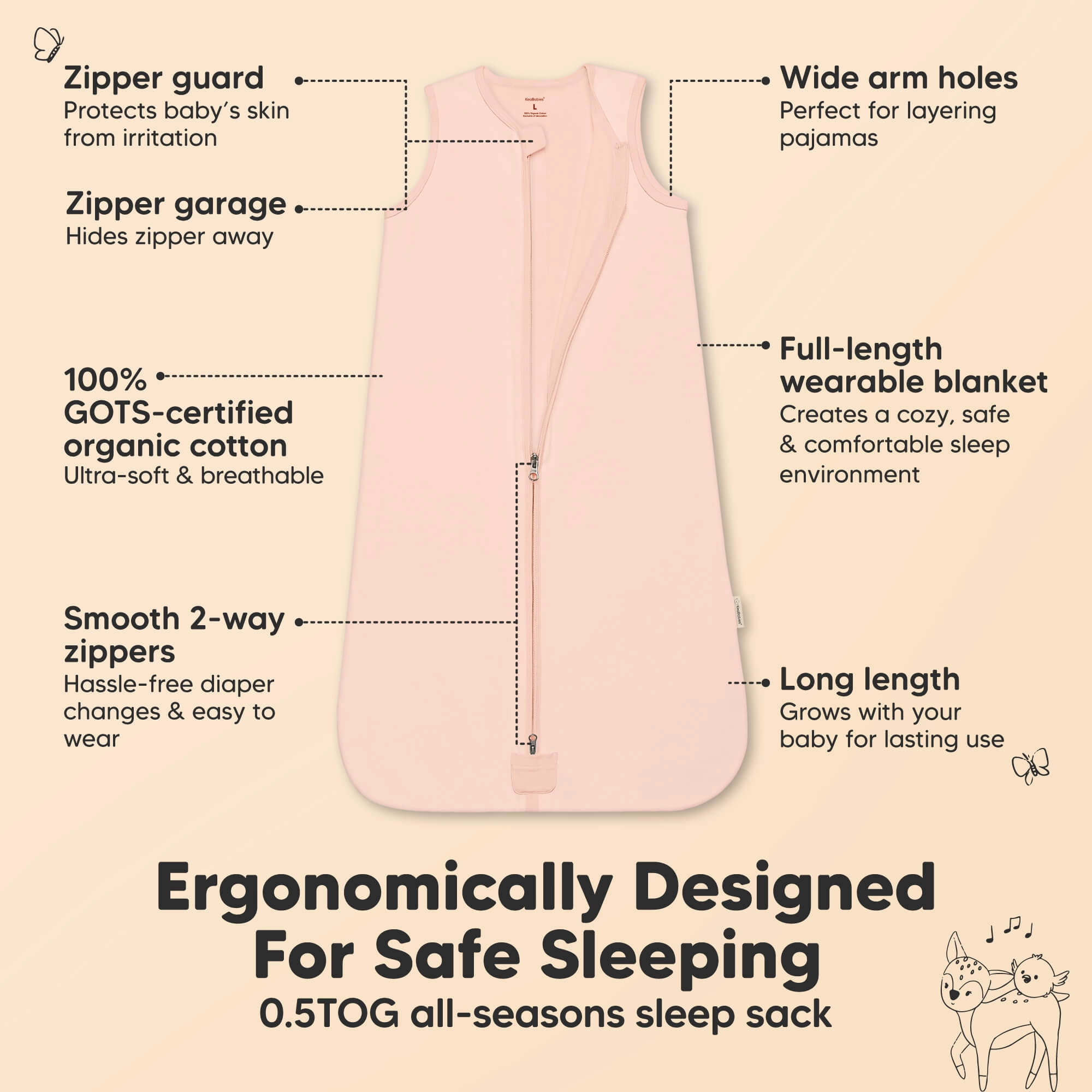 2-Pack Snooze Sleep Sacks (Mist Rose)