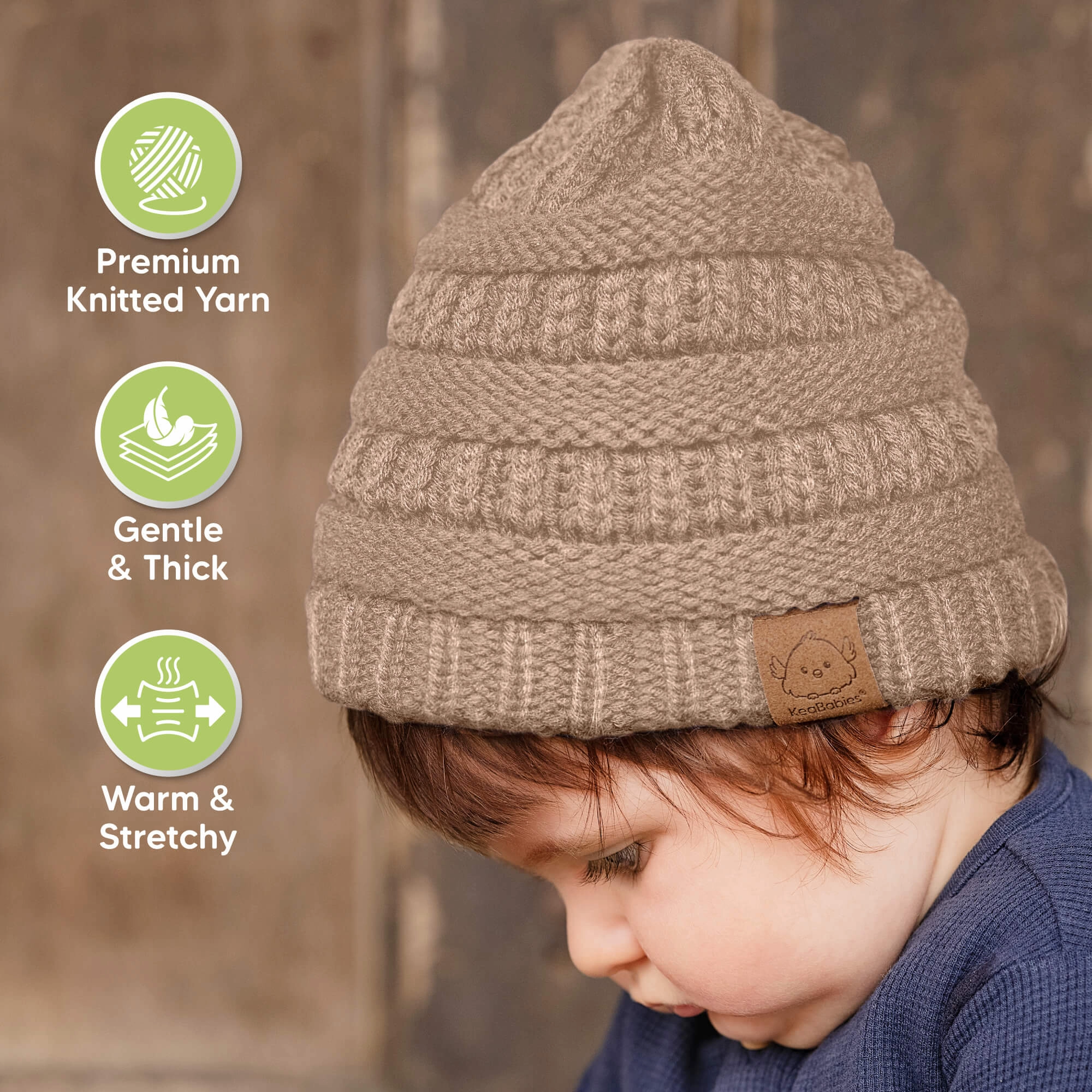 3-Pack Warmzy Baby Beanies (Dune, M)