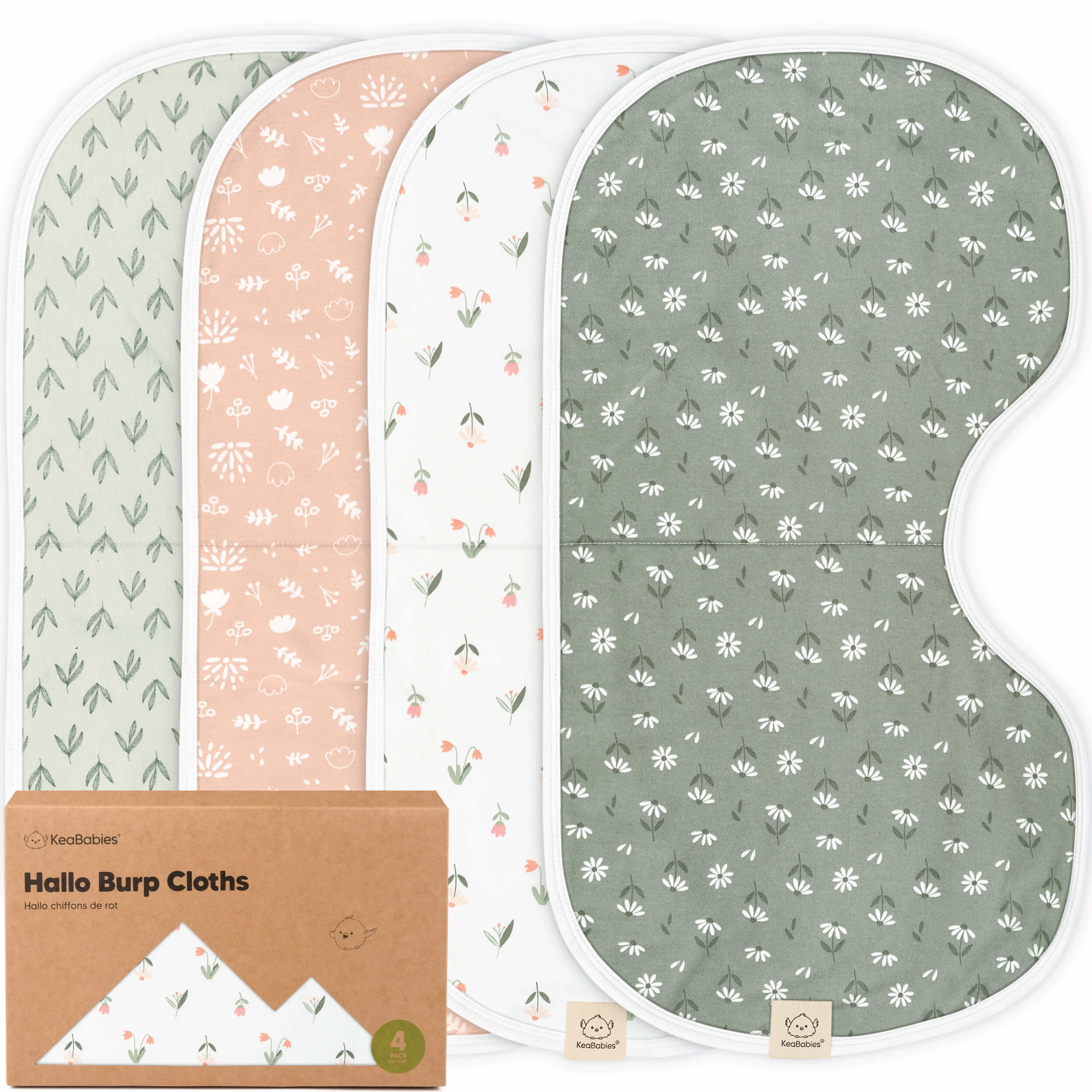 4-Pack Hallo Burp Cloths (Fleur)