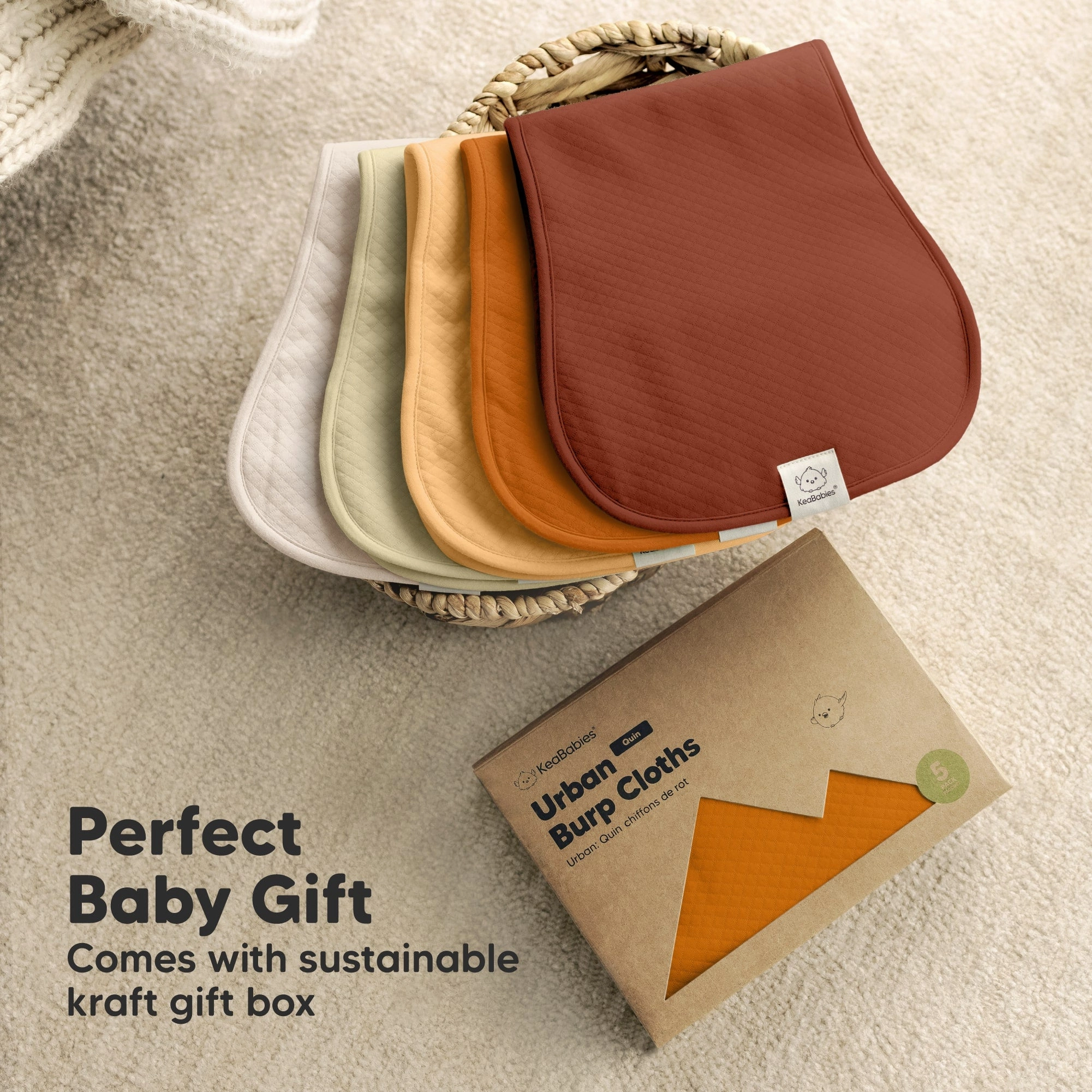 5-Pack Urban Quin Burp Cloths (Sahara)