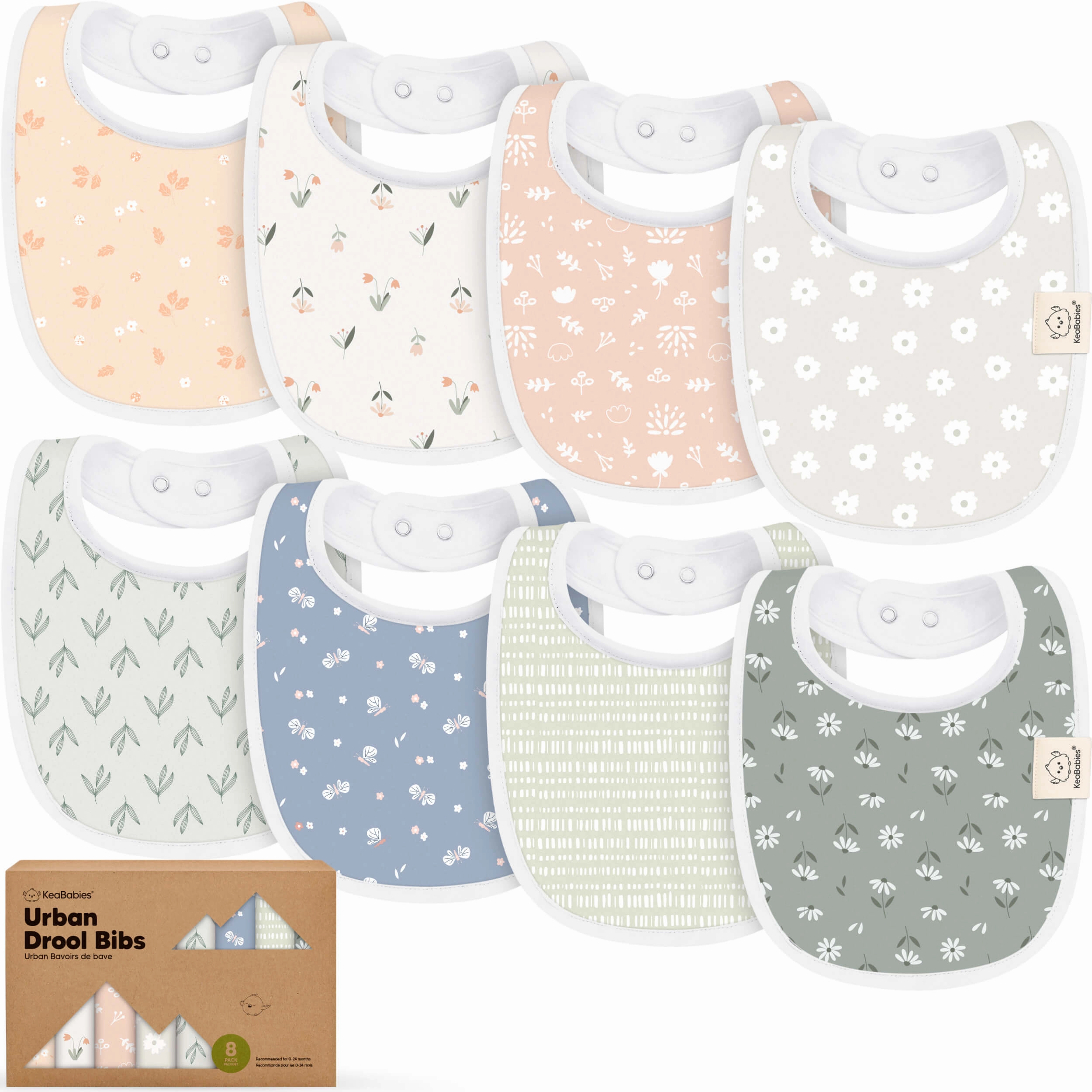 8-Pack Urban Drool Bibs (Fleur)