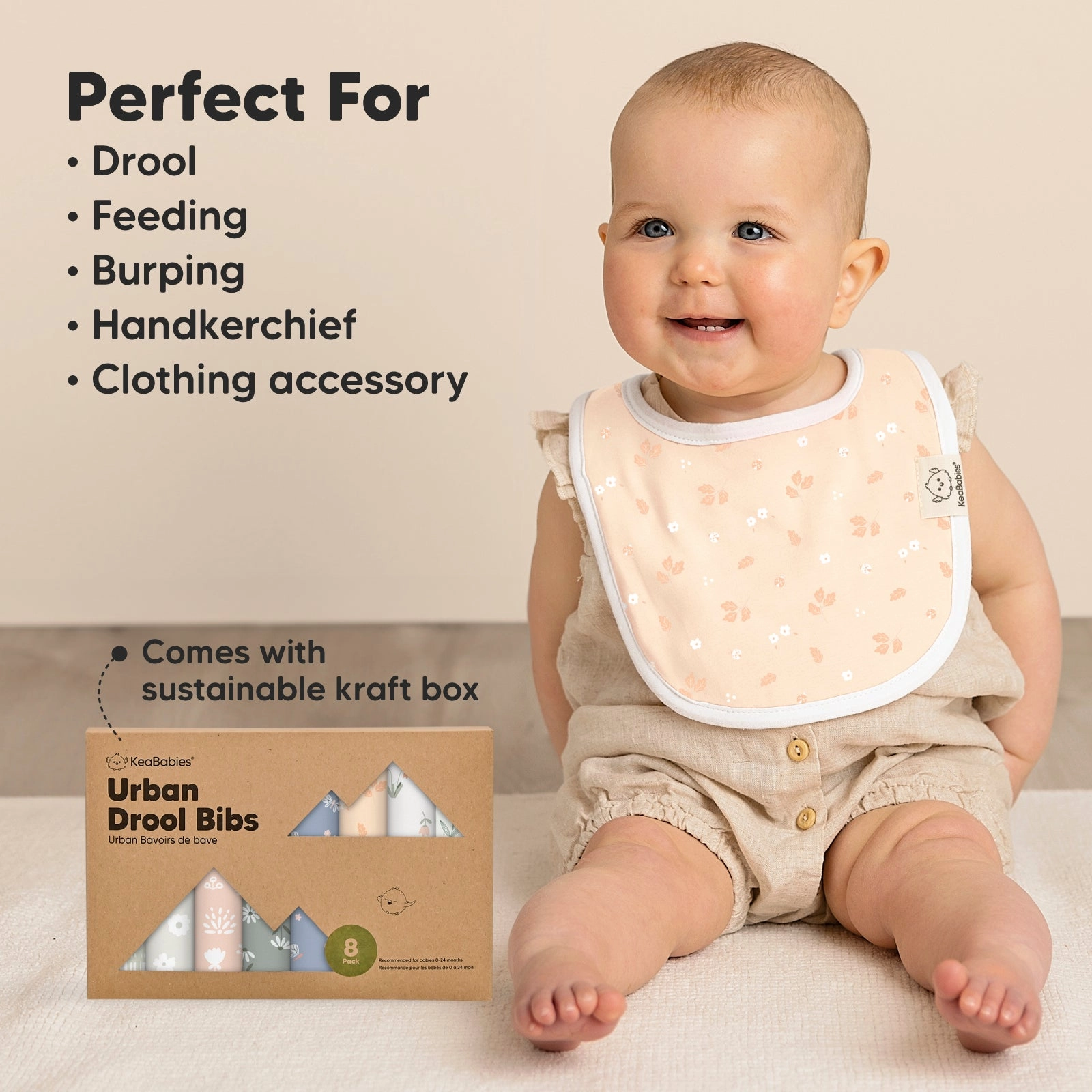 8-Pack Urban Drool Bibs (Fleur)