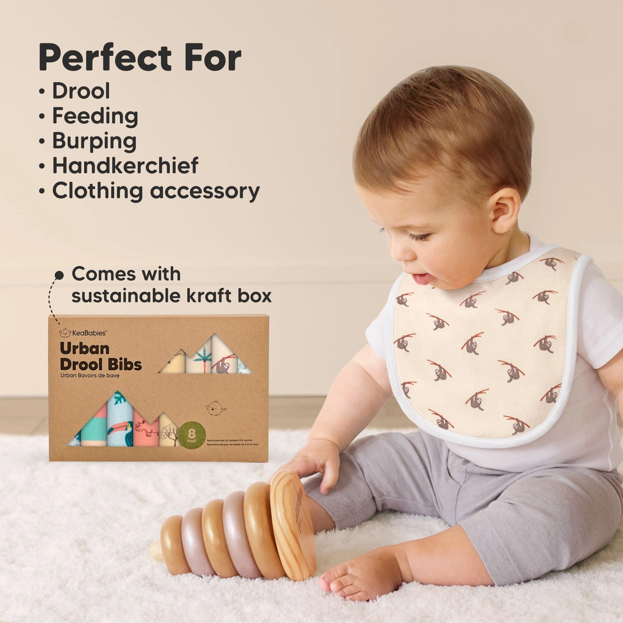 8-Pack Urban Drool Bibs (Wildscape)
