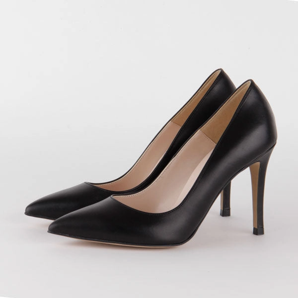 *BRAMARE - black leather, 9cm size UK 13