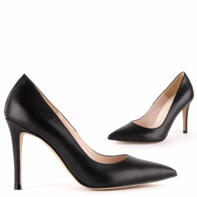 *BRAMARE - black leather, 9cm size UK 13