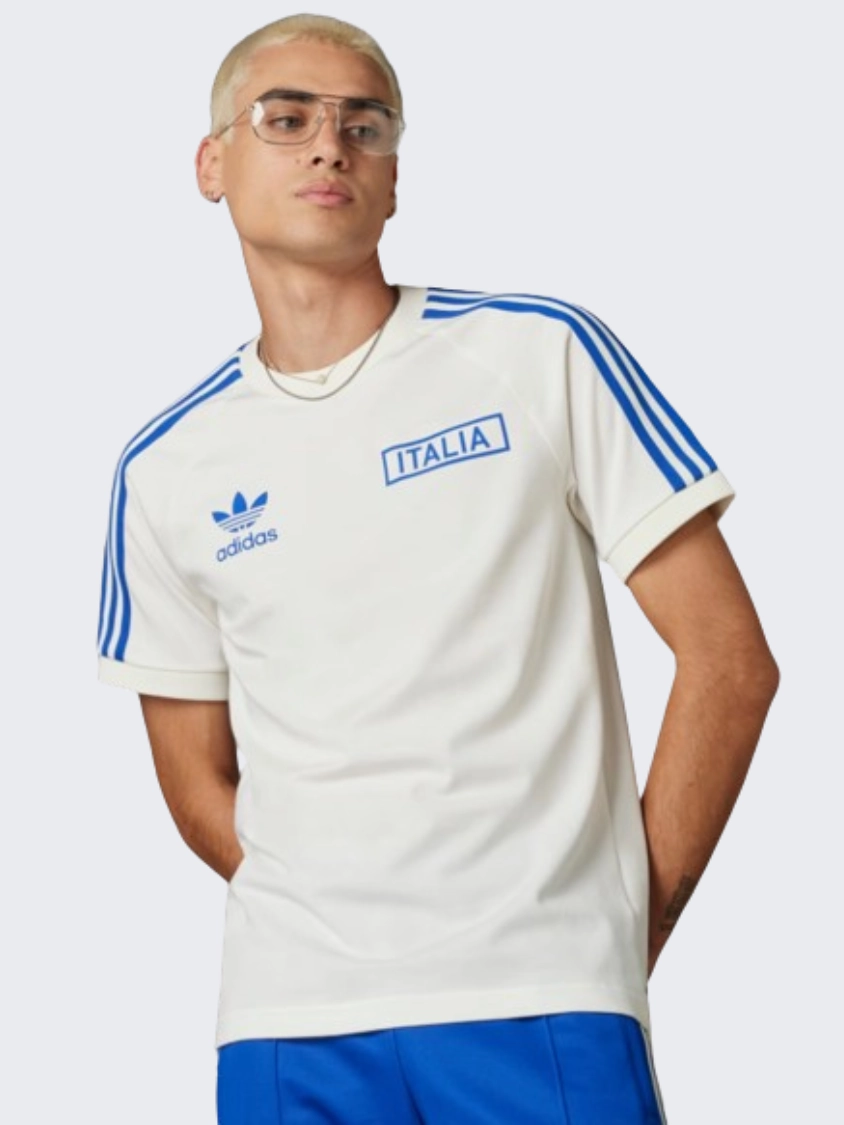 Adidas Italy Adicolor Classics Men Football T-Shirt Off White/Blue