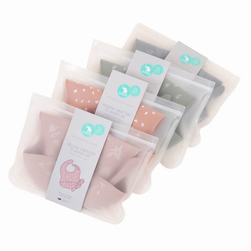 All4Ella Silicone Bib With Spoon & Reusable Bag