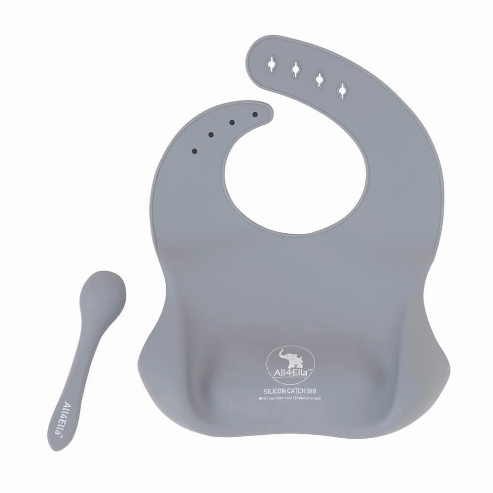 All4Ella Silicone Bib With Spoon & Reusable Bag