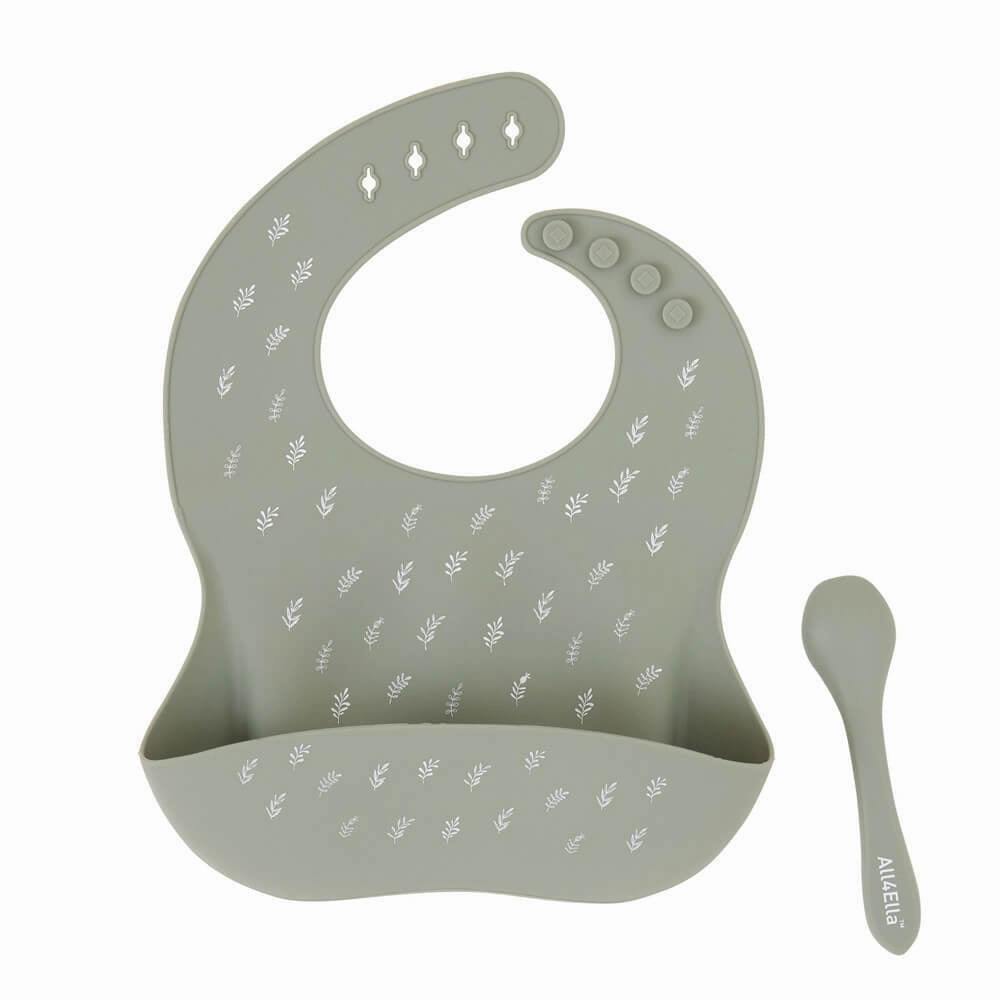 All4Ella Silicone Bib With Spoon & Reusable Bag