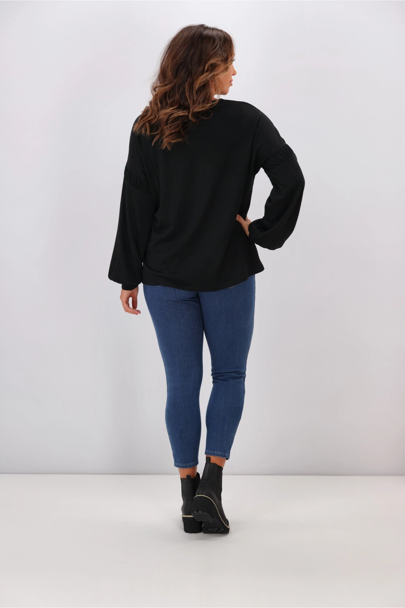 Alpine by Shine On Megan Drop Shoulder Merino Top Black