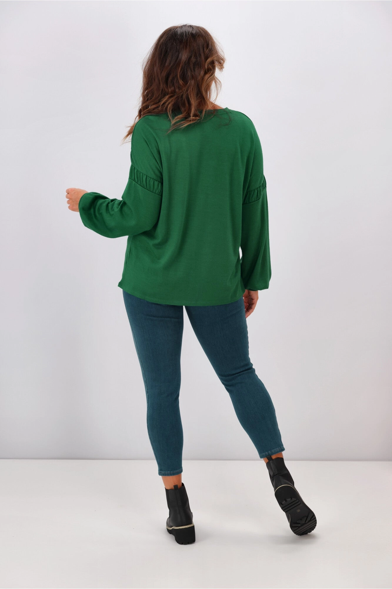 Alpine by Shine On Megan Drop Shoulder Merino Top Emerald