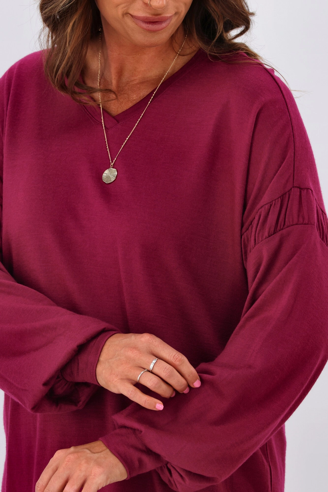 Alpine by Shine On Megan Drop Shoulder Merino Top Orchid