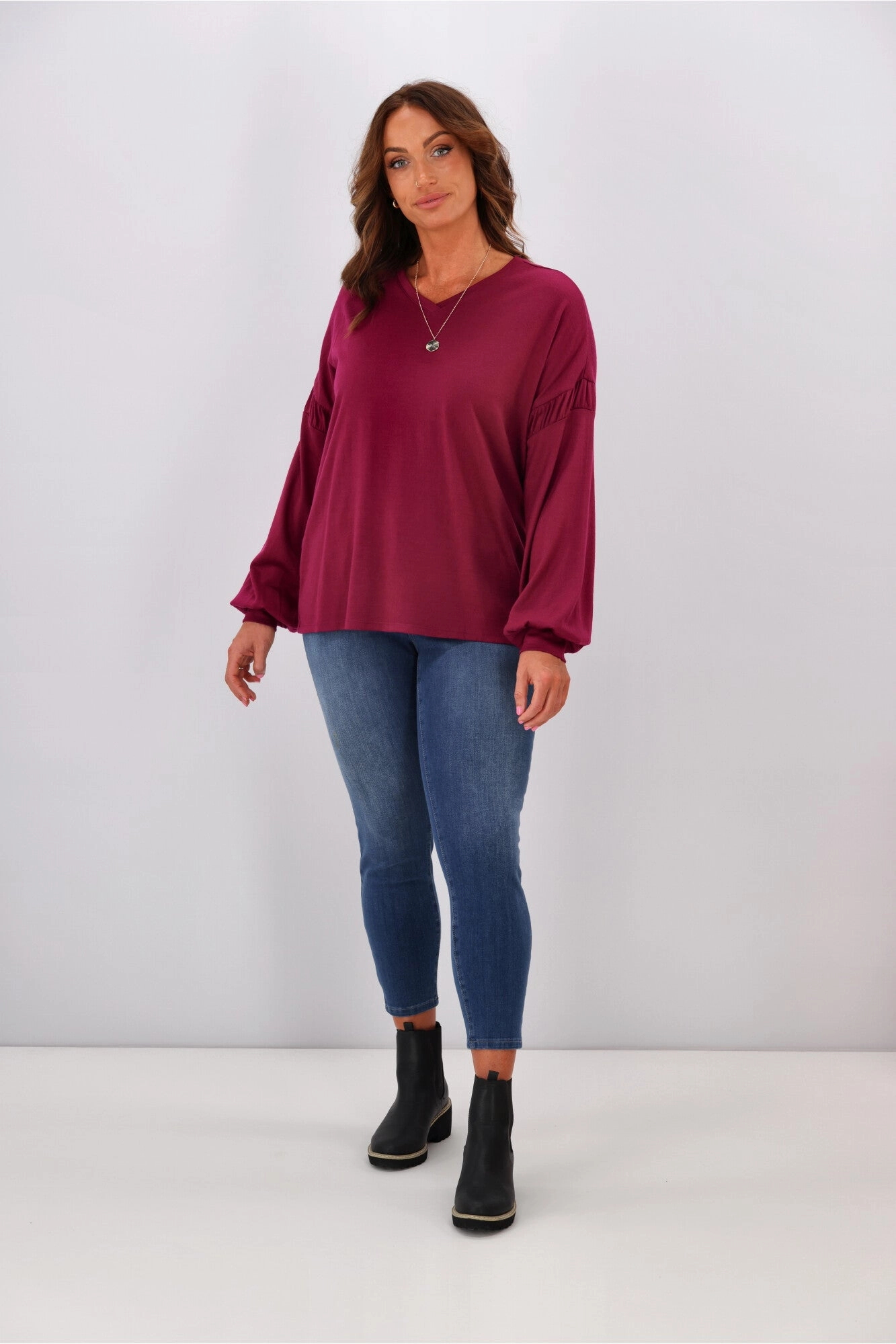 Alpine by Shine On Megan Drop Shoulder Merino Top Orchid