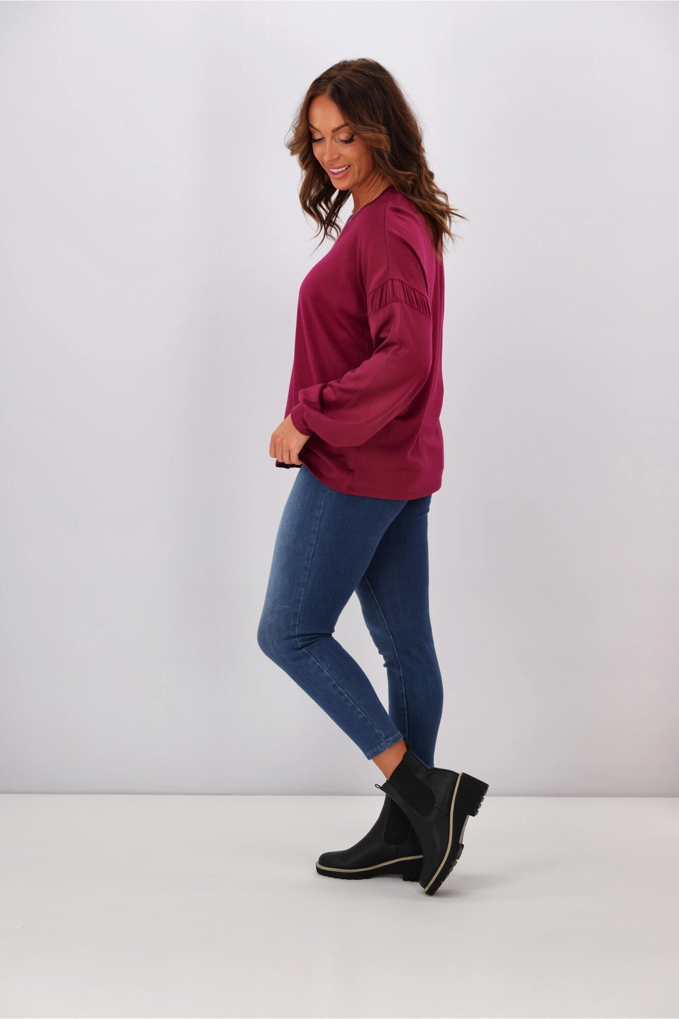 Alpine by Shine On Megan Drop Shoulder Merino Top Orchid