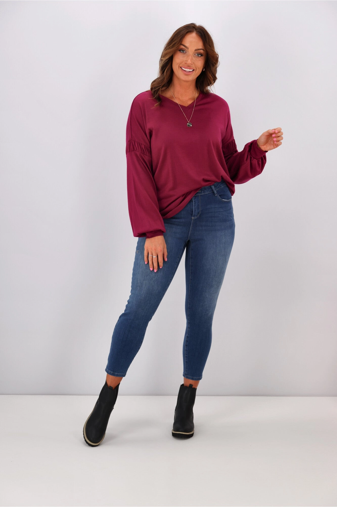 Alpine by Shine On Megan Drop Shoulder Merino Top Orchid