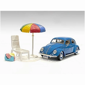 American Diorama Accessories - Beach Girls Beach Chair and Umbrella and Duffle Bag