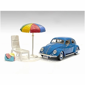 American Diorama Accessories - Beach Girls Beach Chair and Umbrella and Duffle Bag