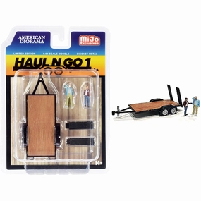 American Diorama Diecast Set - Haul N Go 1 Trailer and 2 Figurines for 1/64 Models
