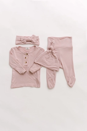 Aspen Outfit, Hat and Headband Set | Dusty Rose
