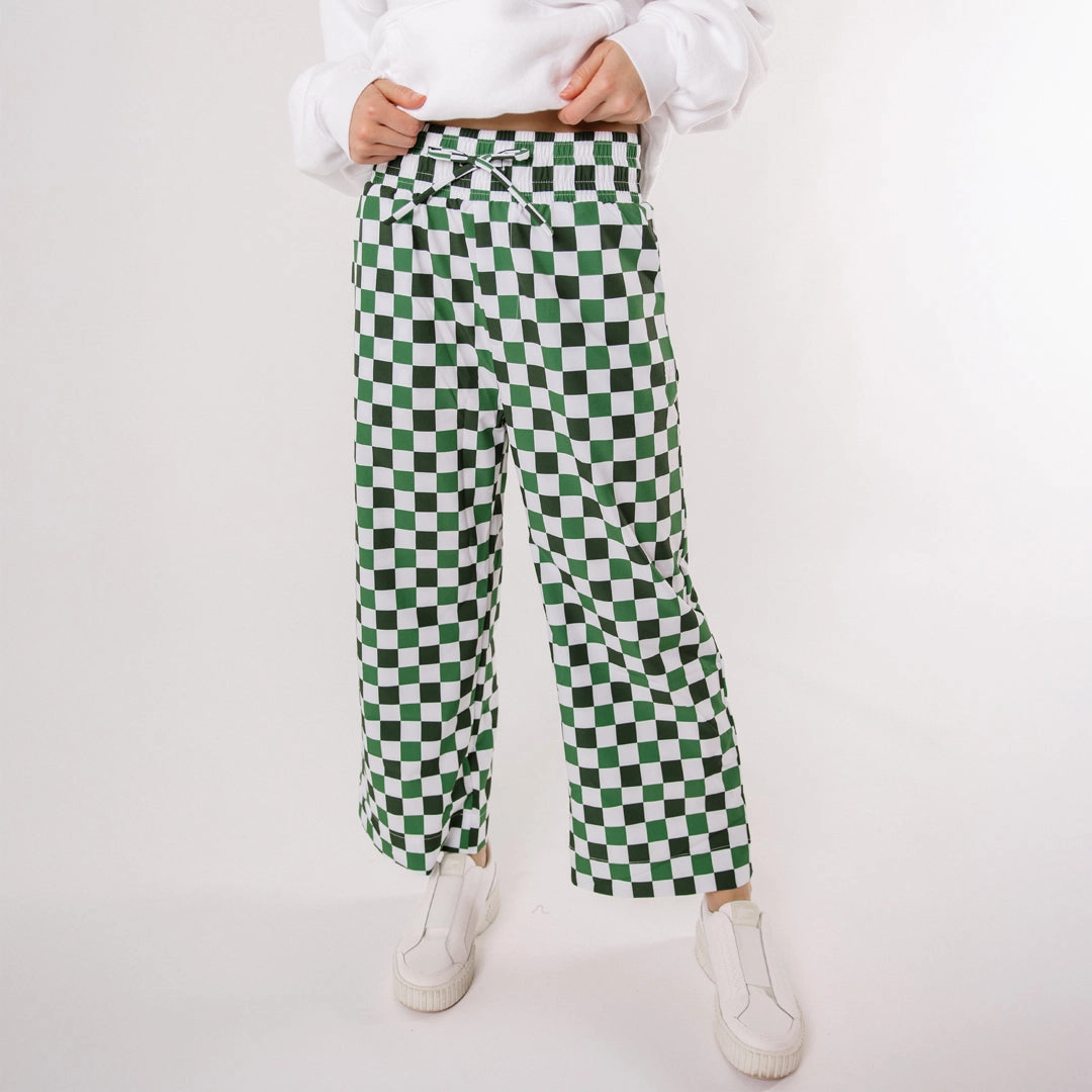 Audrey Wide Leg Pants, Check Mate
