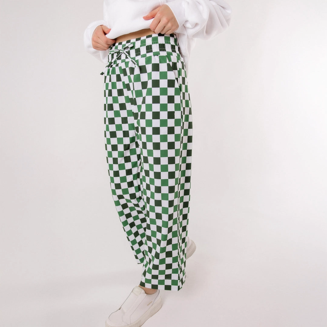 Audrey Wide Leg Pants, Check Mate
