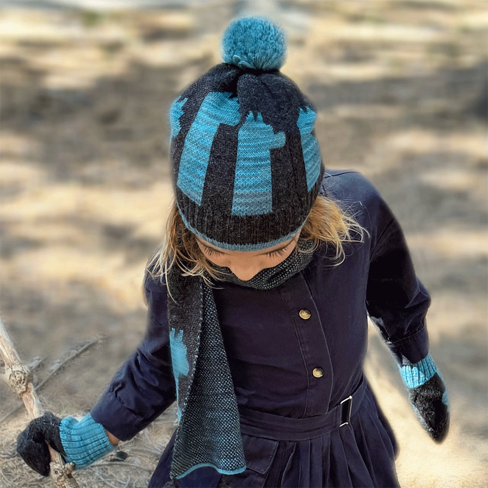 Baby Alpaca Kid's Mittens - Blue Alpaca, Peru
