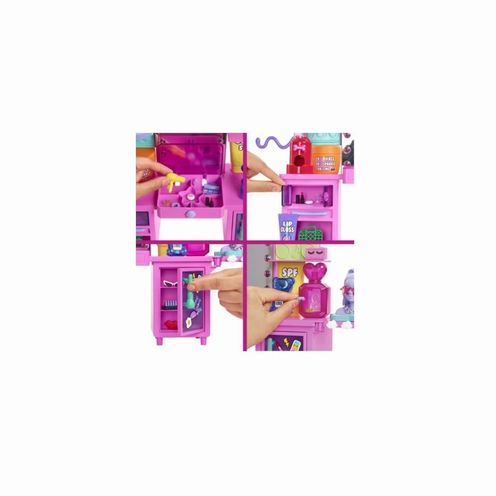 Barbie GYJ70 Extra Doll & Vanity Playset With Exclusive Doll, Pet Puppy, Vanity & 45 Pieces