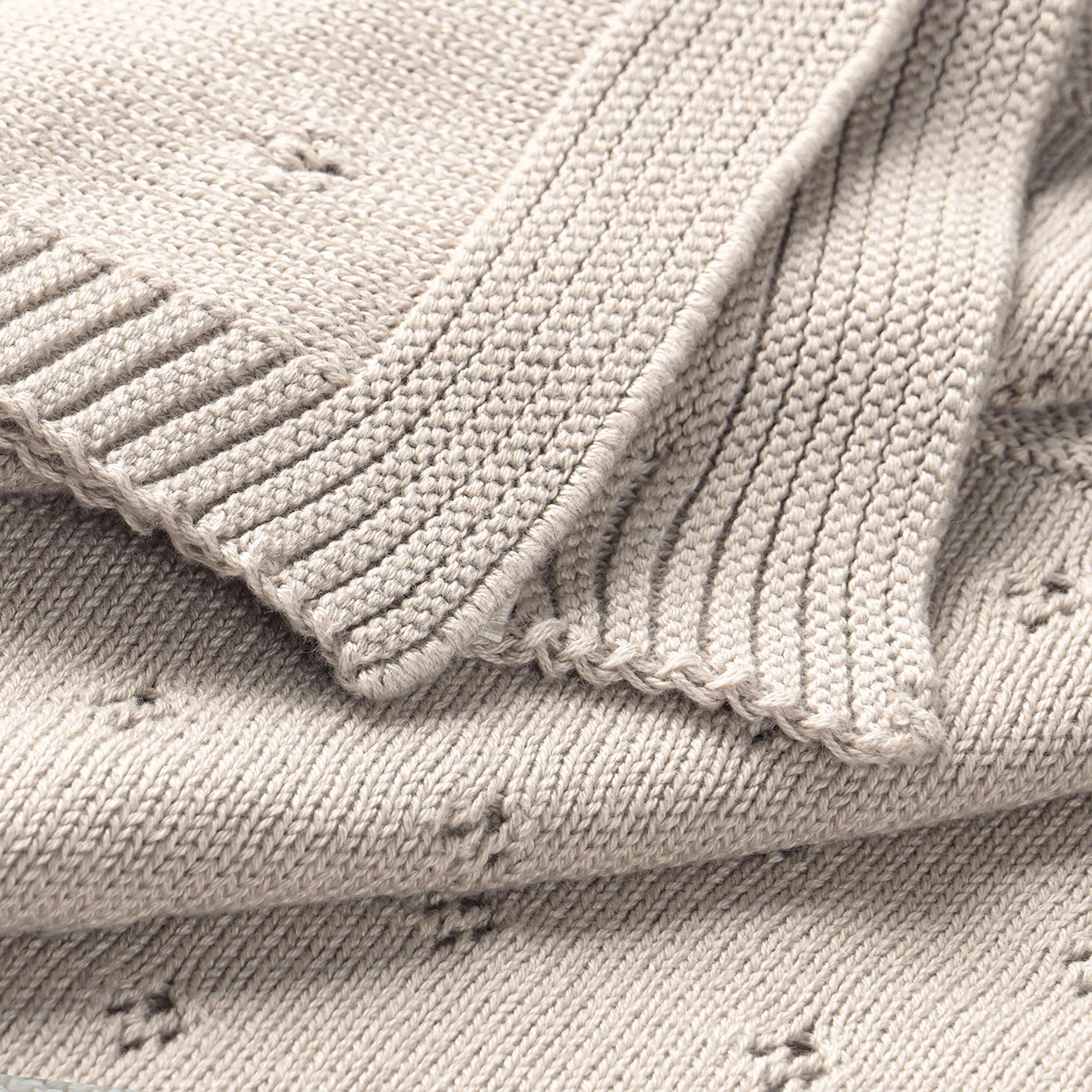 Beige | Organic Cotton Pointelle Baby Blanket