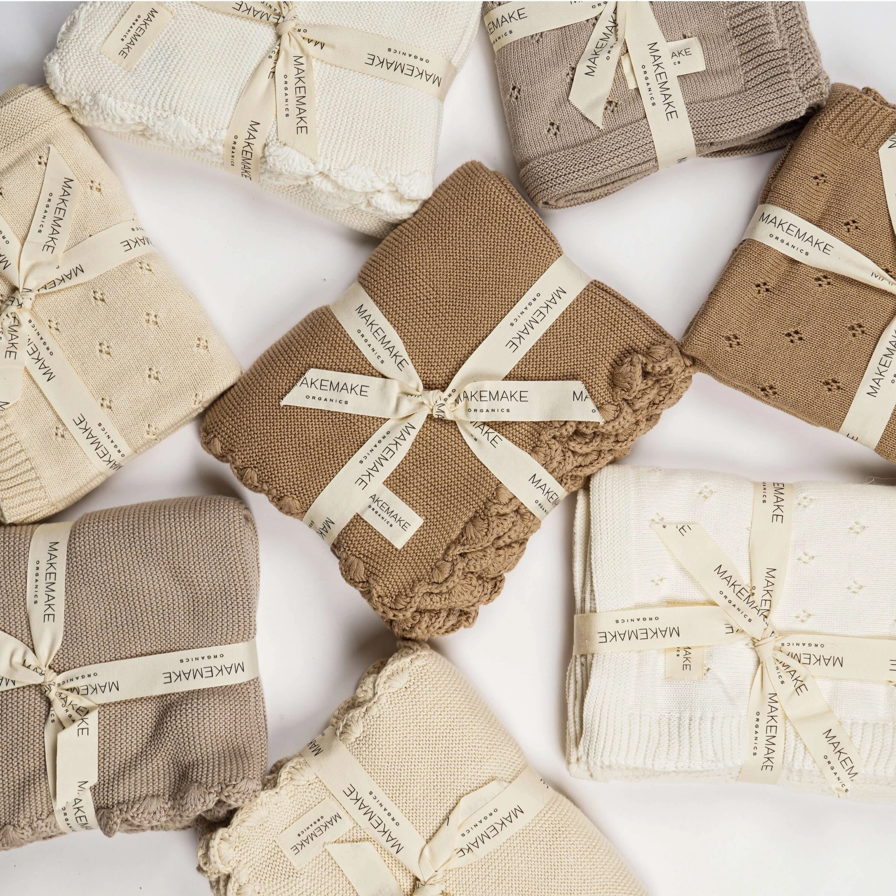 Beige | Organic Cotton Pointelle Baby Blanket