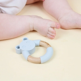 Belo&Me Monty Mouse Animal Wood Teether 3  months - Blue