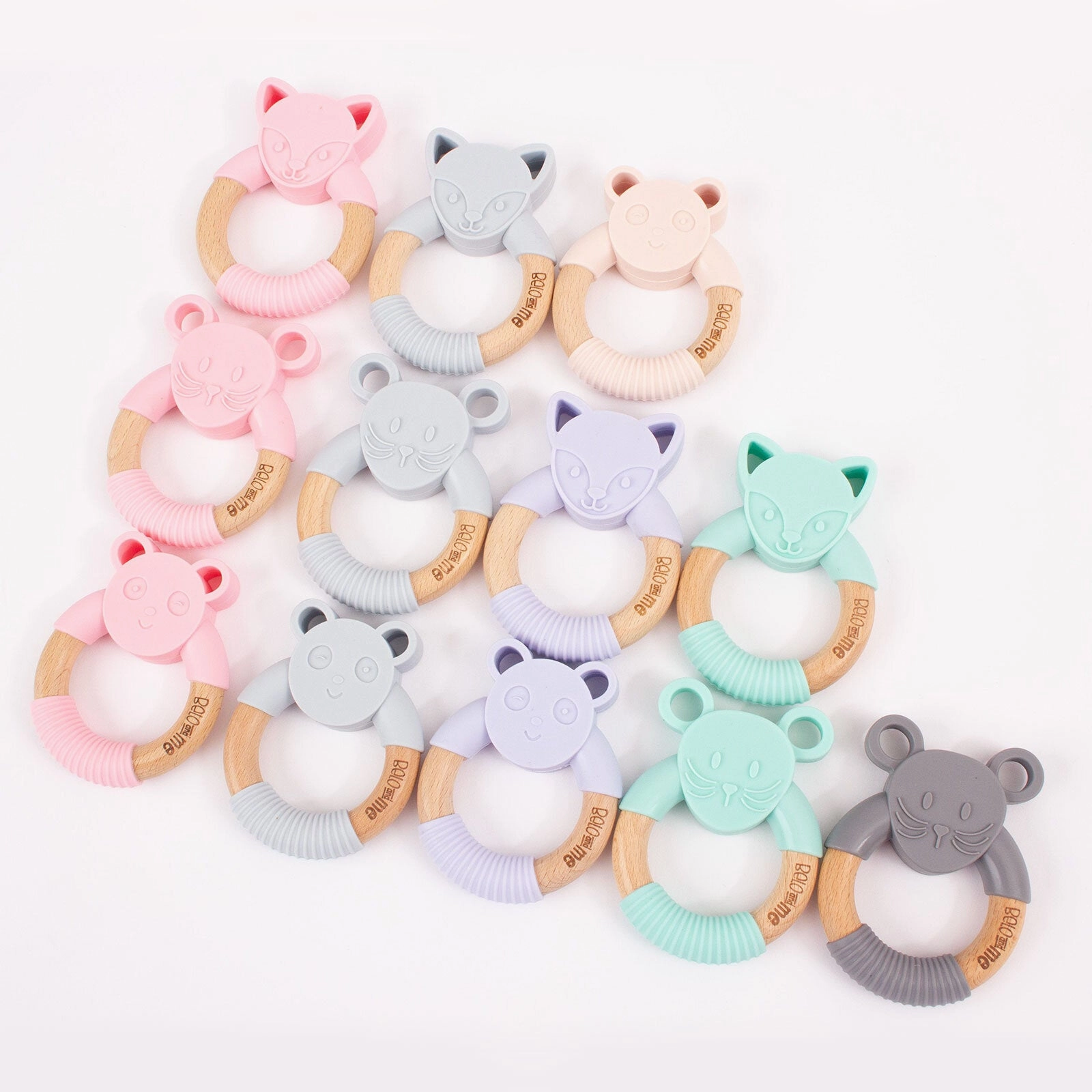 Belo&Me Monty Mouse Animal Wood Teether 3  months - Blue