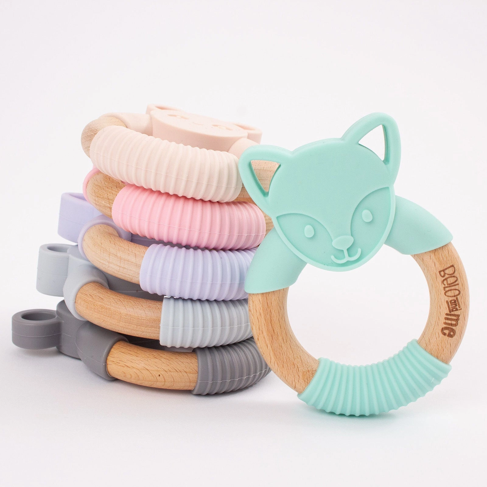 Belo&Me Monty Mouse Animal Wood Teether 3  months - Blue