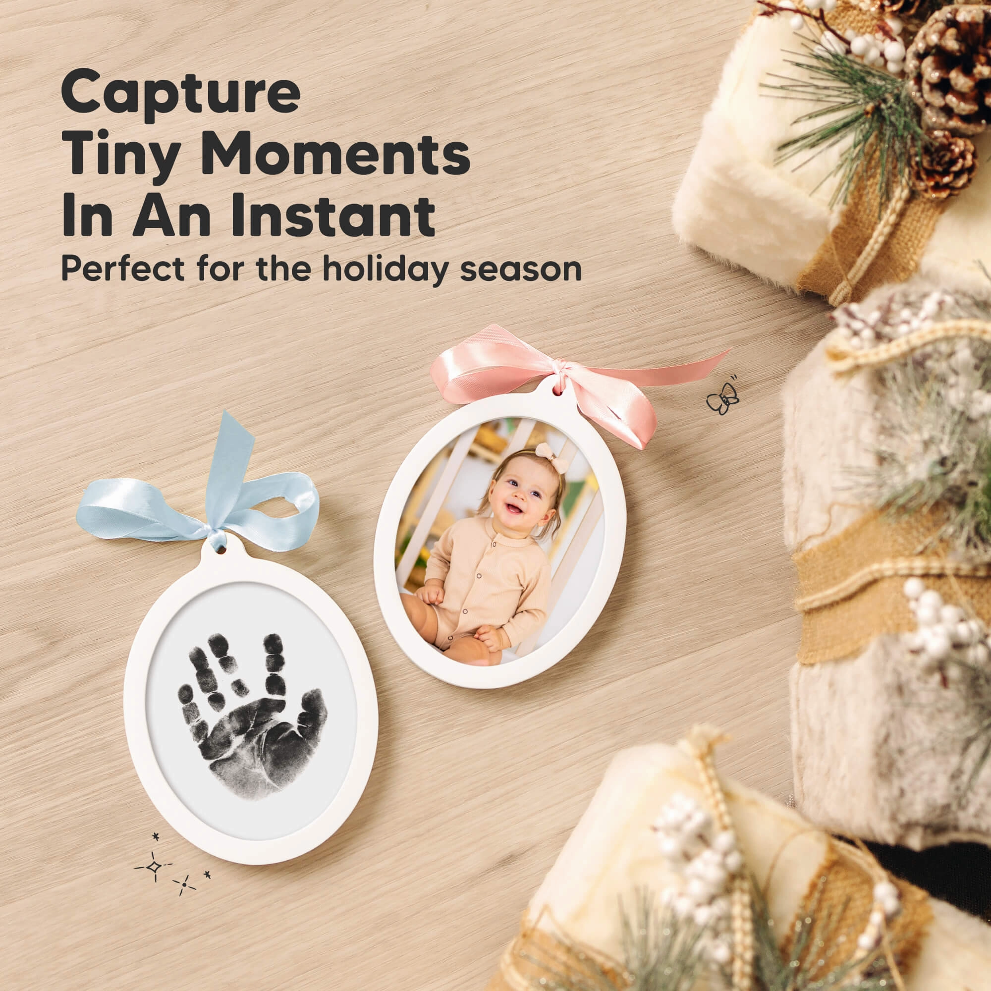 Bitsy Inkless Baby Print and Photo Ornaments (Alpine White)