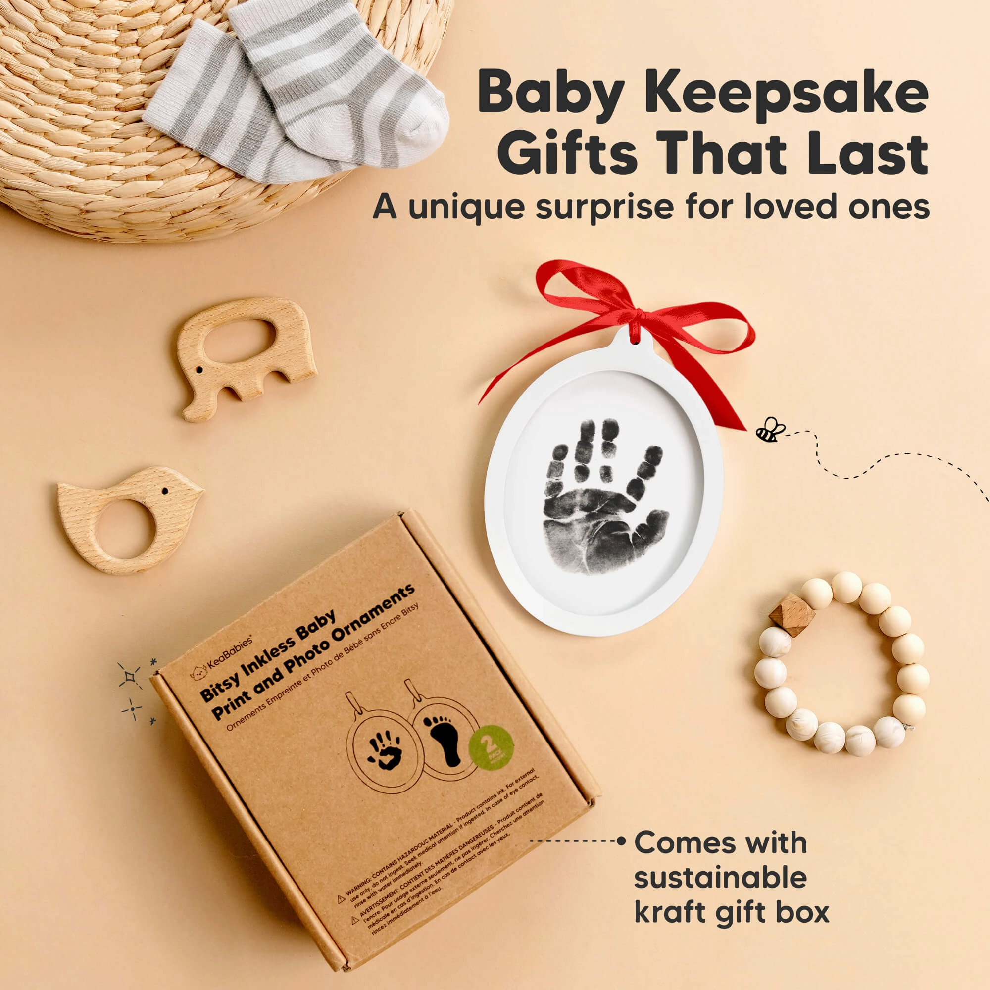 Bitsy Inkless Baby Print and Photo Ornaments (Alpine White)