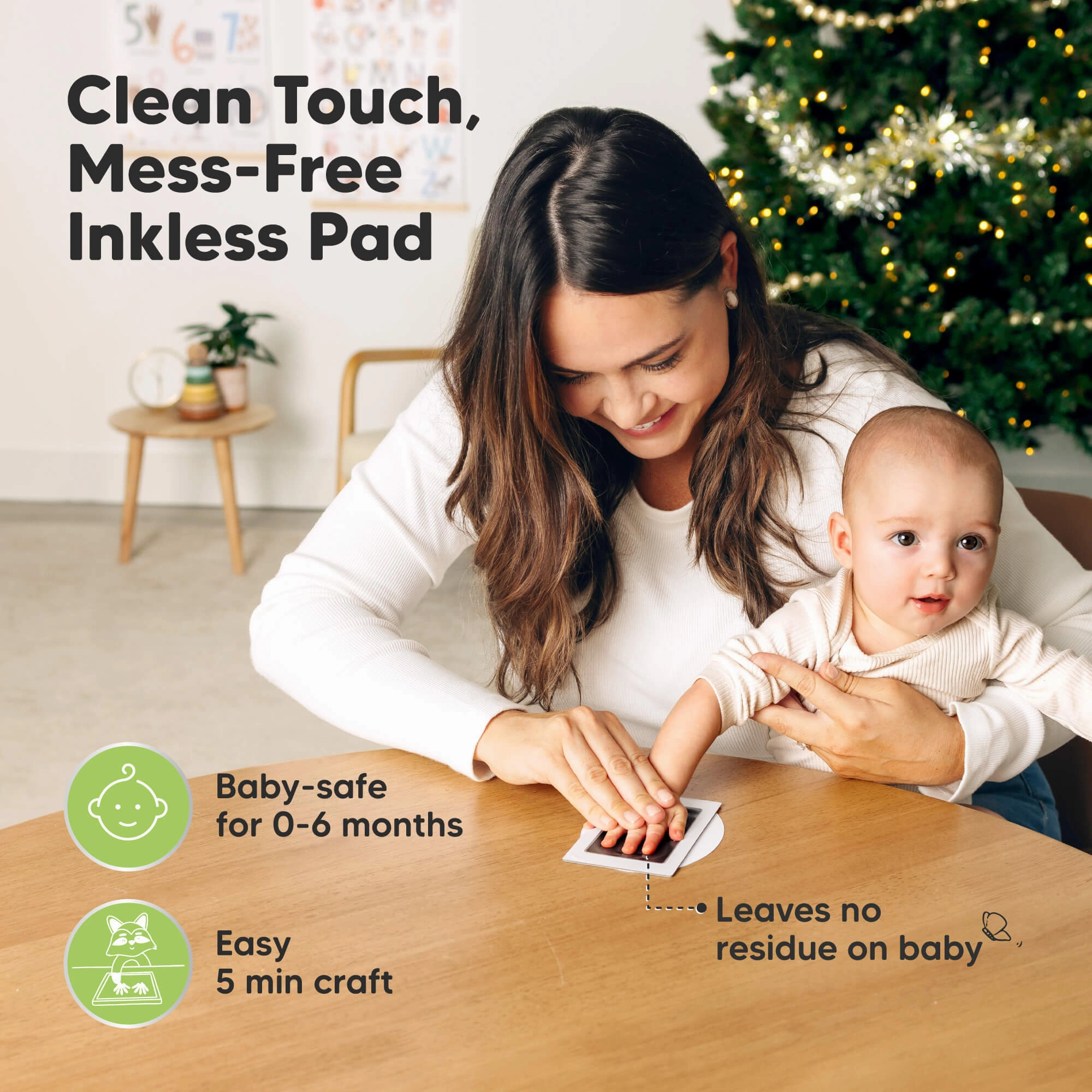 Bitsy Inkless Baby Print and Photo Ornaments (Sage)