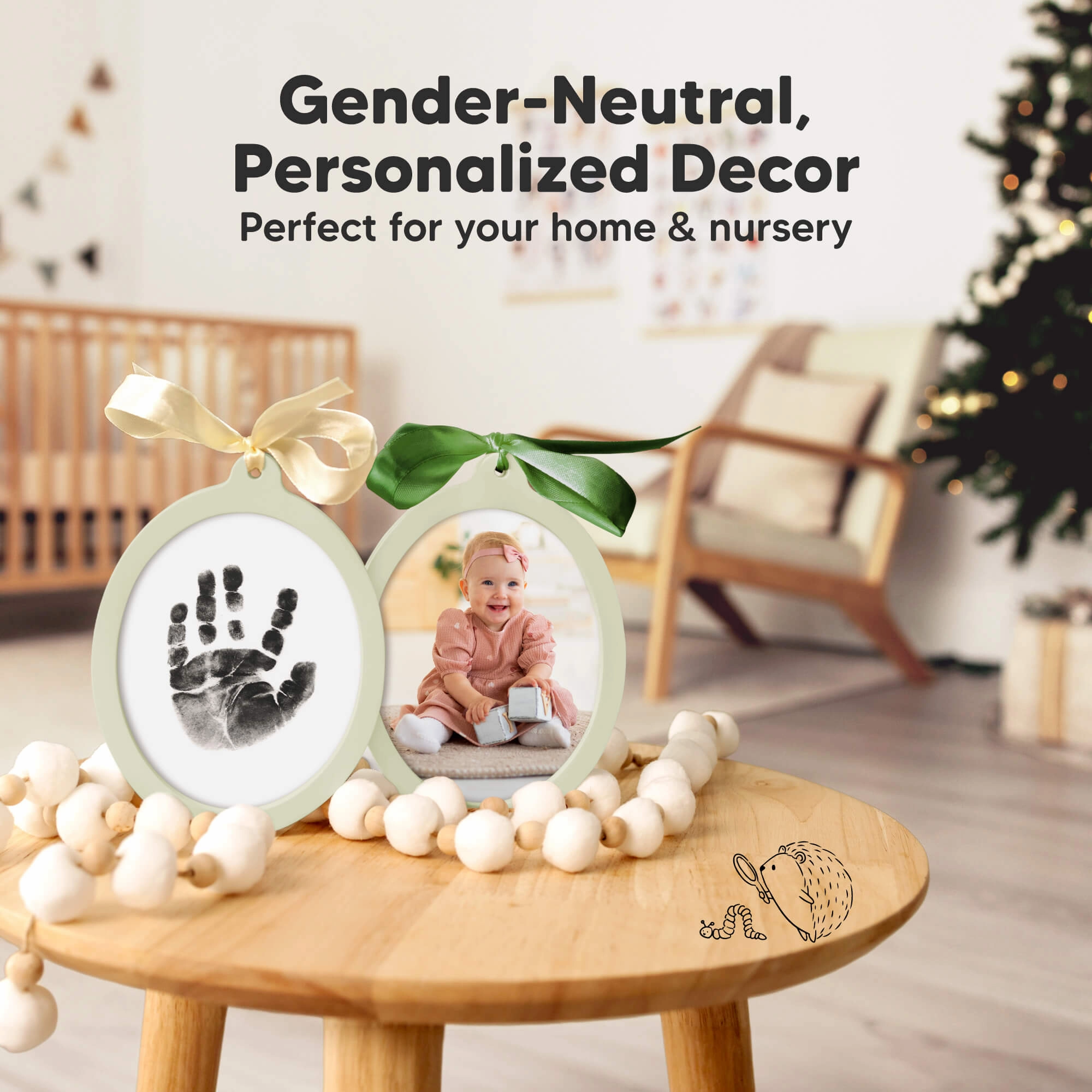Bitsy Inkless Baby Print and Photo Ornaments (Sage)