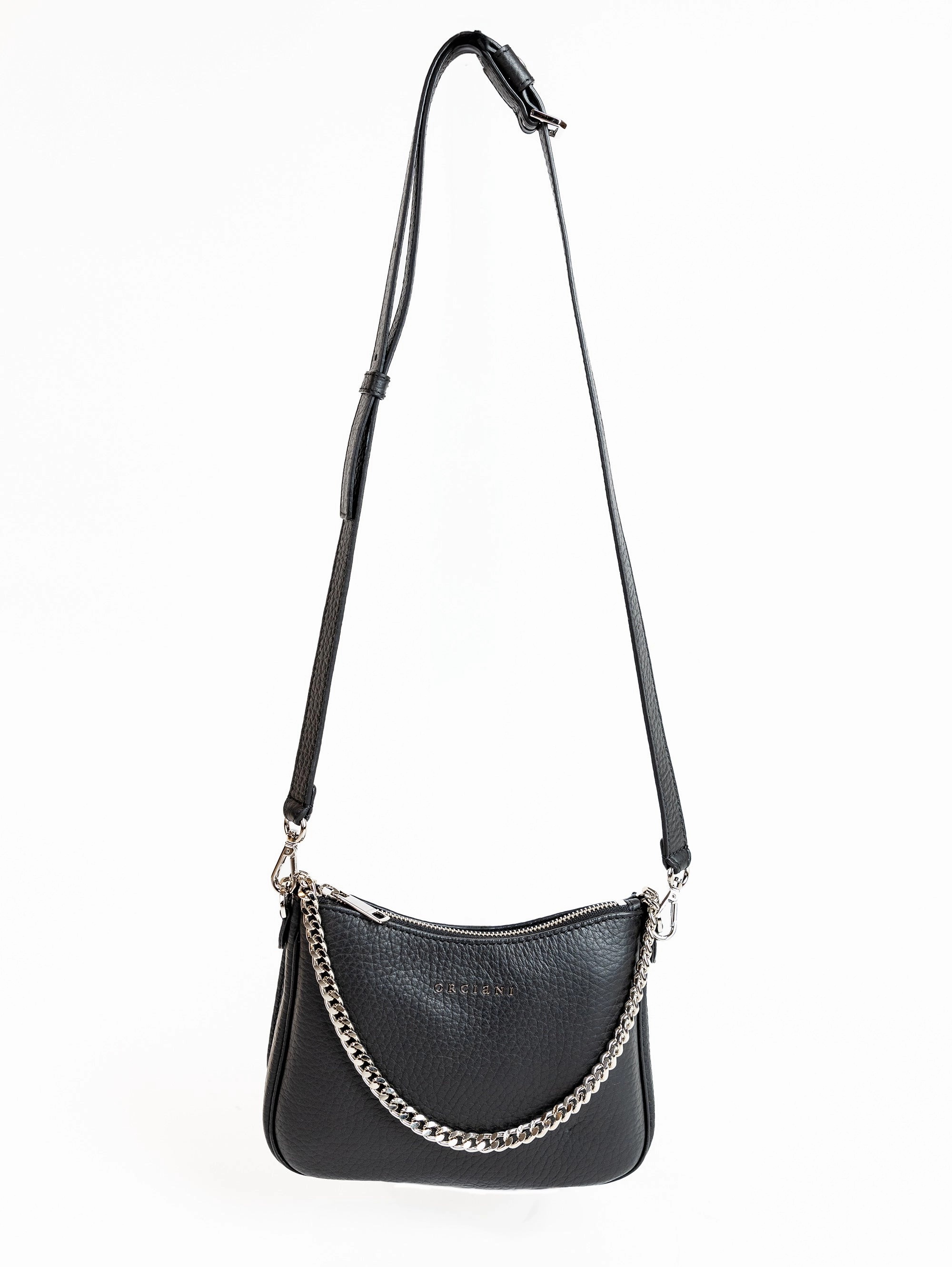 Black Shoulder Bag with Crossbody Strap