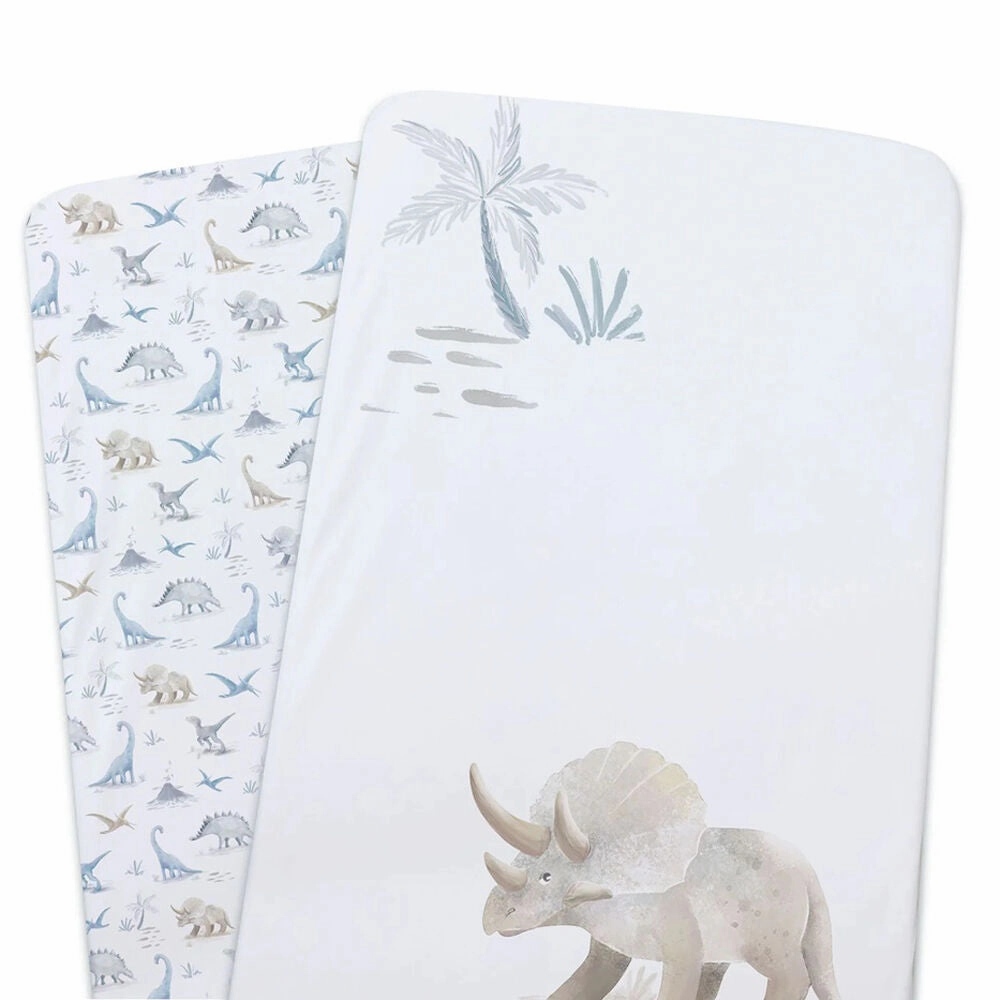 Bubba Blue Jurassic Bamboo 2pk Bedside Sleeper Fitted Sheets
