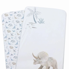 Bubba Blue Jurassic Bamboo 2pk Bedside Sleeper Fitted Sheets