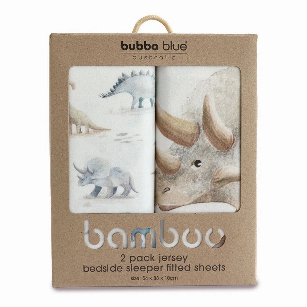 Bubba Blue Jurassic Bamboo 2pk Bedside Sleeper Fitted Sheets