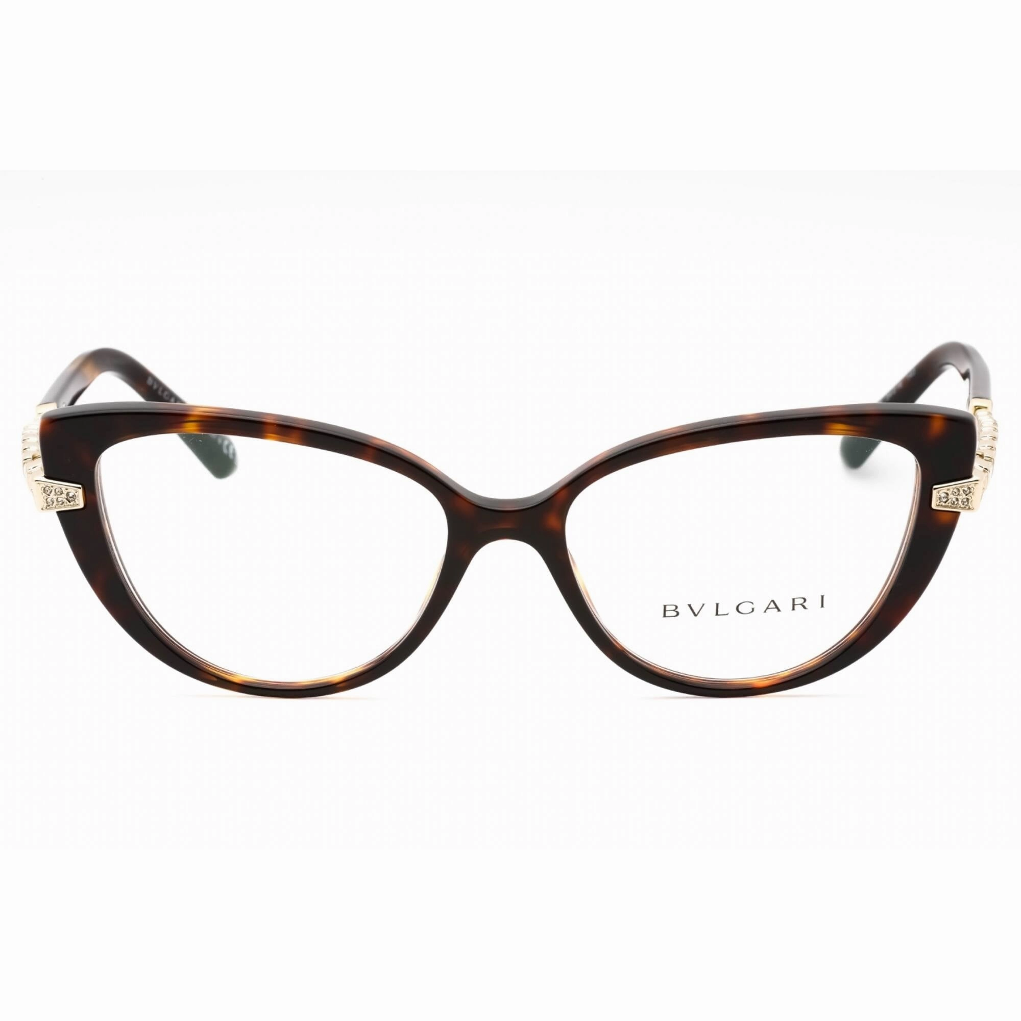 Bvlgari Women's Eyeglasses - Havana Plastic Full Rim Cat Eye Frame | 0BV4199B 504