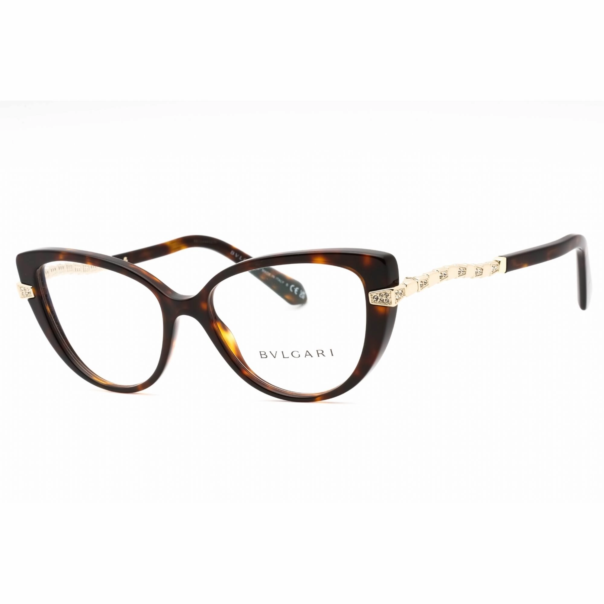 Bvlgari Women's Eyeglasses - Havana Plastic Full Rim Cat Eye Frame | 0BV4199B 504