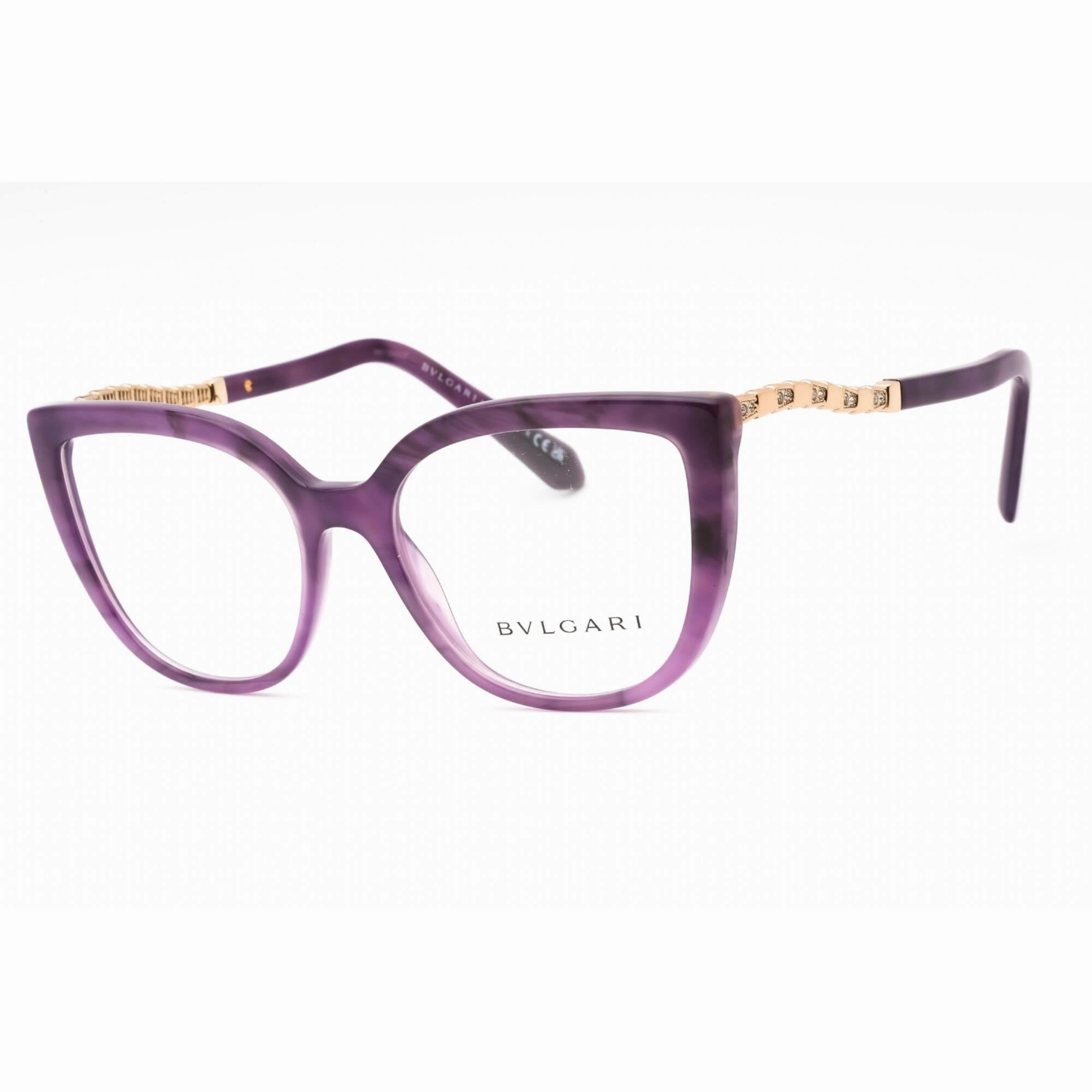 Bvlgari Women's Eyeglasses - Marble Amethyst Plastic Cat Eye Frame | 0BV4214B 5517