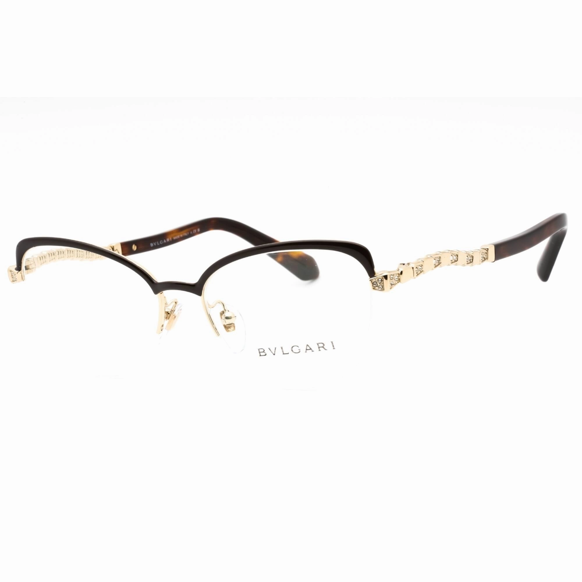 Bvlgari Women's Eyeglasses - Pale Gold/Brown Half Rim Cat Eye Frame | 0BV2239B 2034