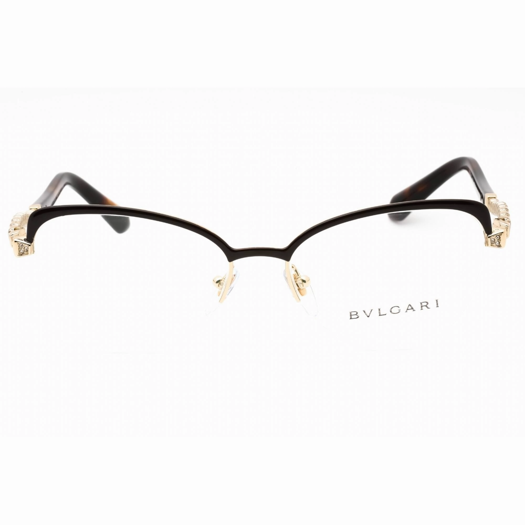 Bvlgari Women's Eyeglasses - Pale Gold/Brown Half Rim Cat Eye Frame | 0BV2239B 2034