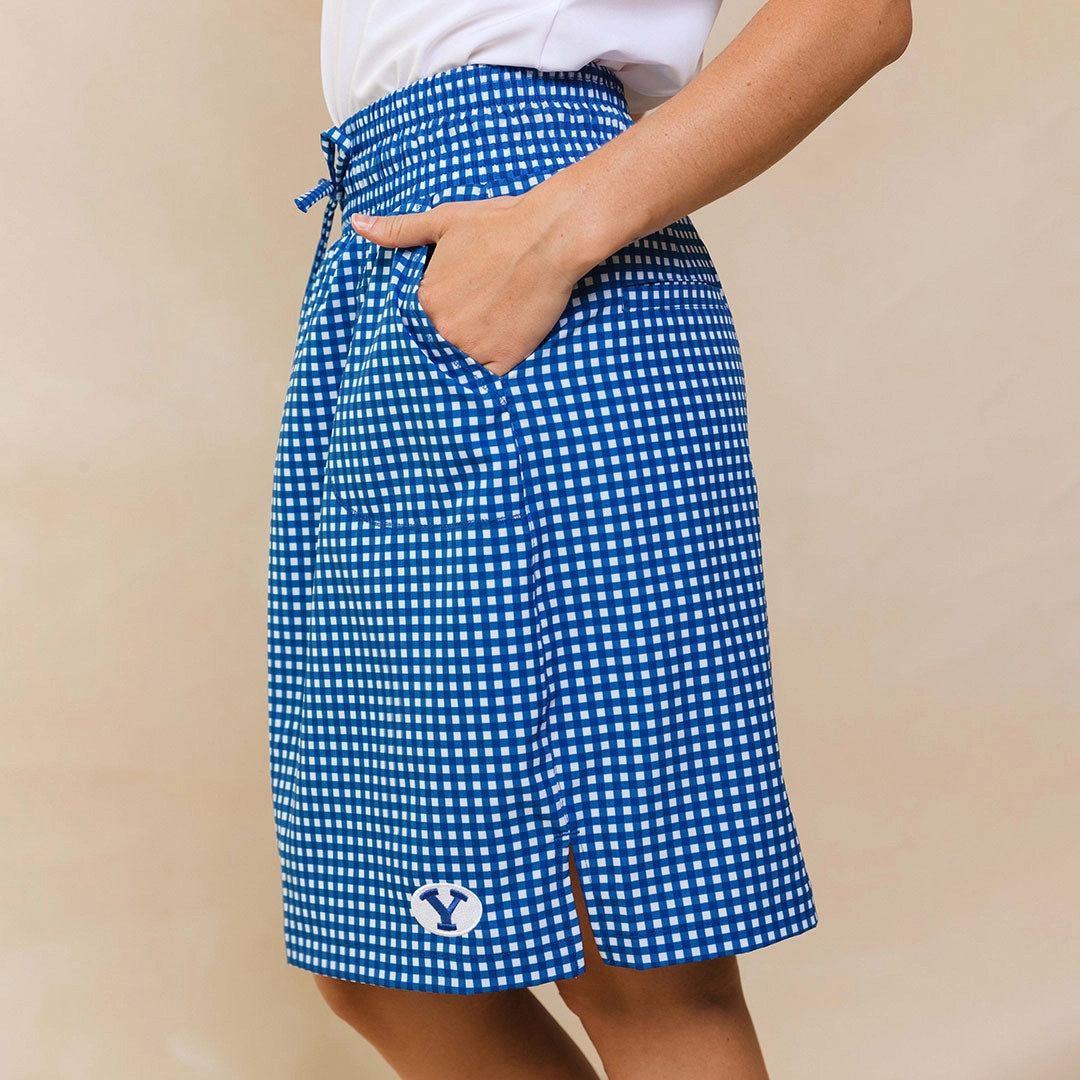 BYU Away Skirt, Blue Gingham