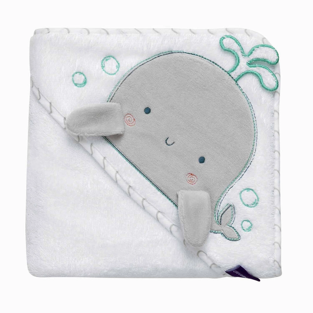 ClevaMama Bamboo Apron Baby Bath Towel White & Grey
